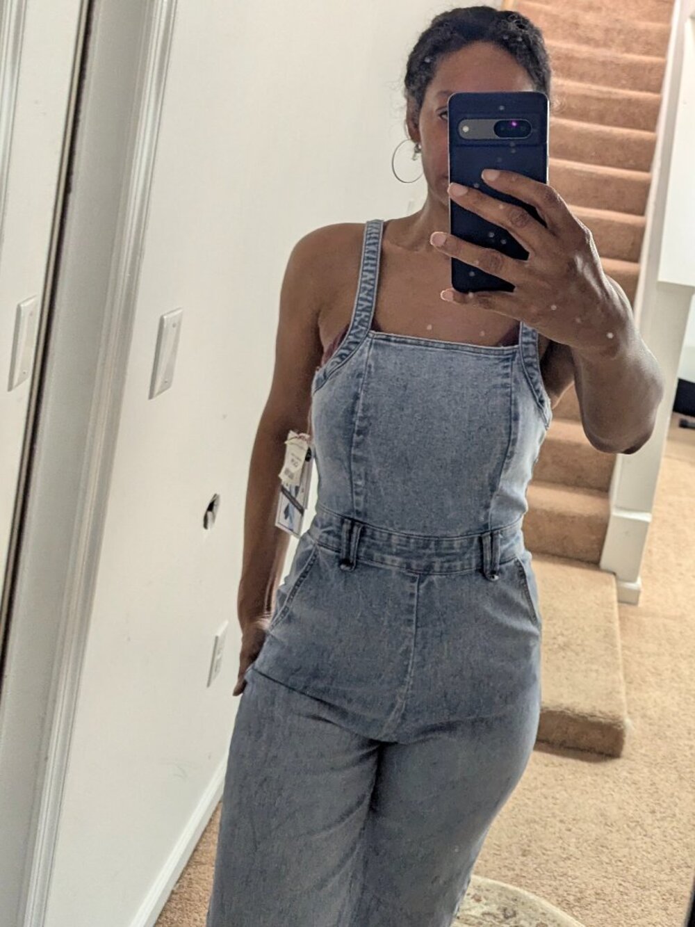 Wide Leg Denim Jumpsuit - Picture 7 of 9